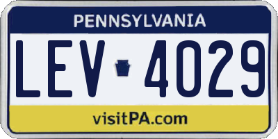 PA license plate LEV4029