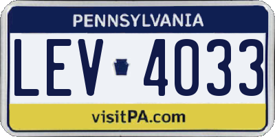 PA license plate LEV4033