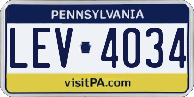 PA license plate LEV4034