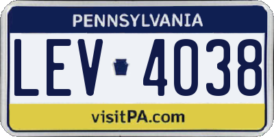 PA license plate LEV4038