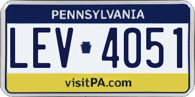 PA license plate LEV4051