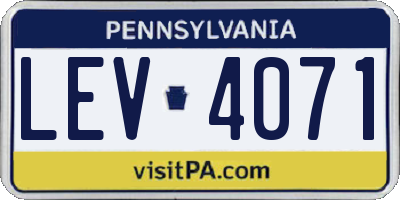 PA license plate LEV4071