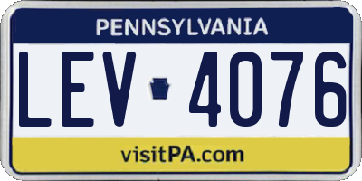 PA license plate LEV4076