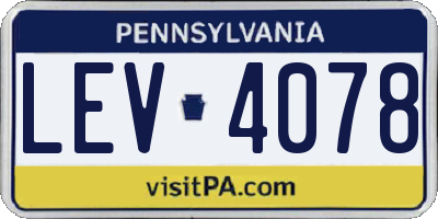 PA license plate LEV4078