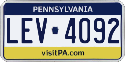 PA license plate LEV4092