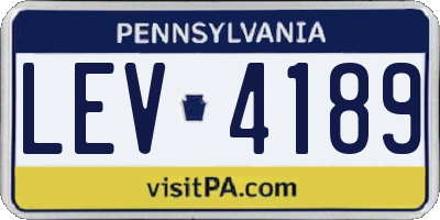 PA license plate LEV4189