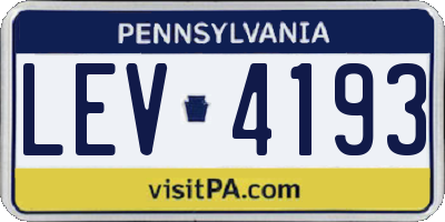 PA license plate LEV4193