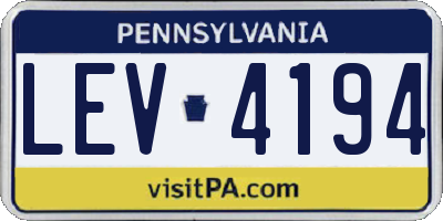 PA license plate LEV4194