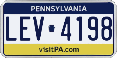 PA license plate LEV4198