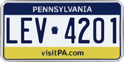 PA license plate LEV4201