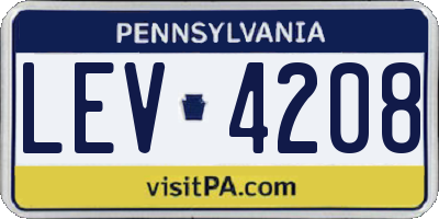 PA license plate LEV4208