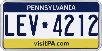PA license plate LEV4212