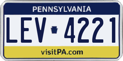 PA license plate LEV4221