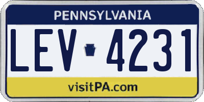 PA license plate LEV4231