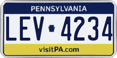 PA license plate LEV4234