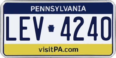 PA license plate LEV4240
