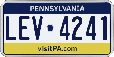 PA license plate LEV4241