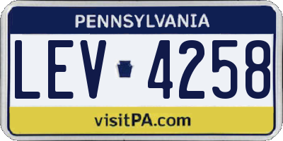 PA license plate LEV4258