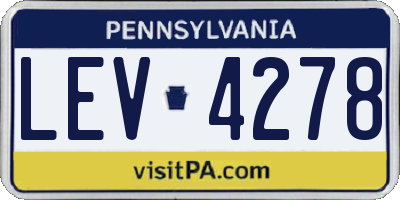 PA license plate LEV4278