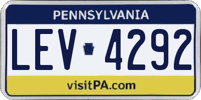 PA license plate LEV4292