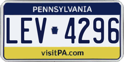 PA license plate LEV4296