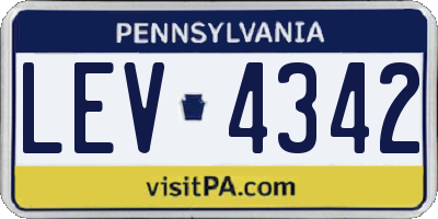 PA license plate LEV4342
