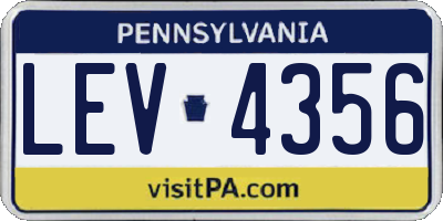 PA license plate LEV4356