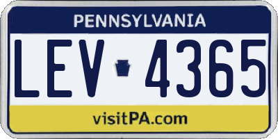 PA license plate LEV4365