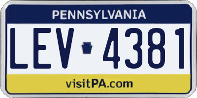 PA license plate LEV4381