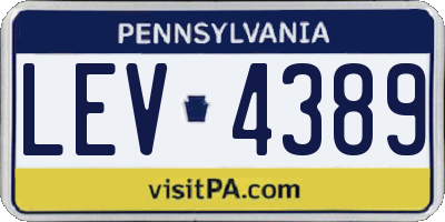 PA license plate LEV4389