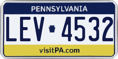 PA license plate LEV4532