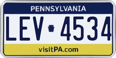 PA license plate LEV4534