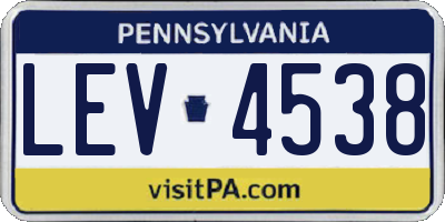 PA license plate LEV4538