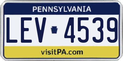 PA license plate LEV4539