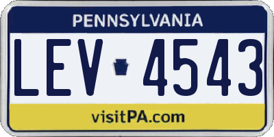 PA license plate LEV4543