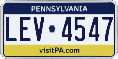 PA license plate LEV4547