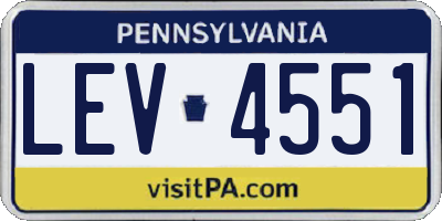 PA license plate LEV4551