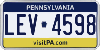 PA license plate LEV4598