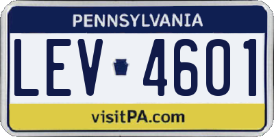 PA license plate LEV4601