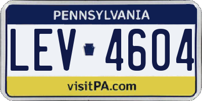 PA license plate LEV4604