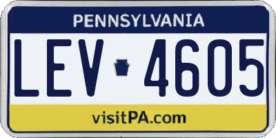 PA license plate LEV4605