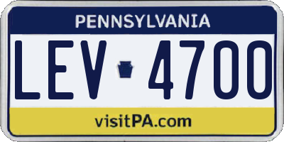 PA license plate LEV4700
