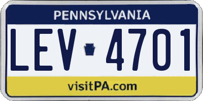 PA license plate LEV4701