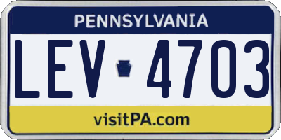PA license plate LEV4703