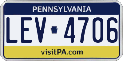 PA license plate LEV4706