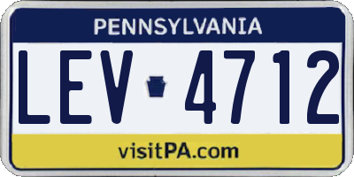 PA license plate LEV4712