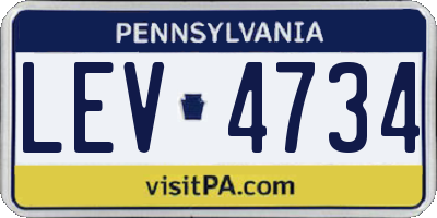 PA license plate LEV4734