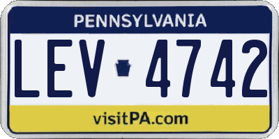 PA license plate LEV4742