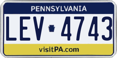 PA license plate LEV4743
