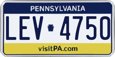PA license plate LEV4750